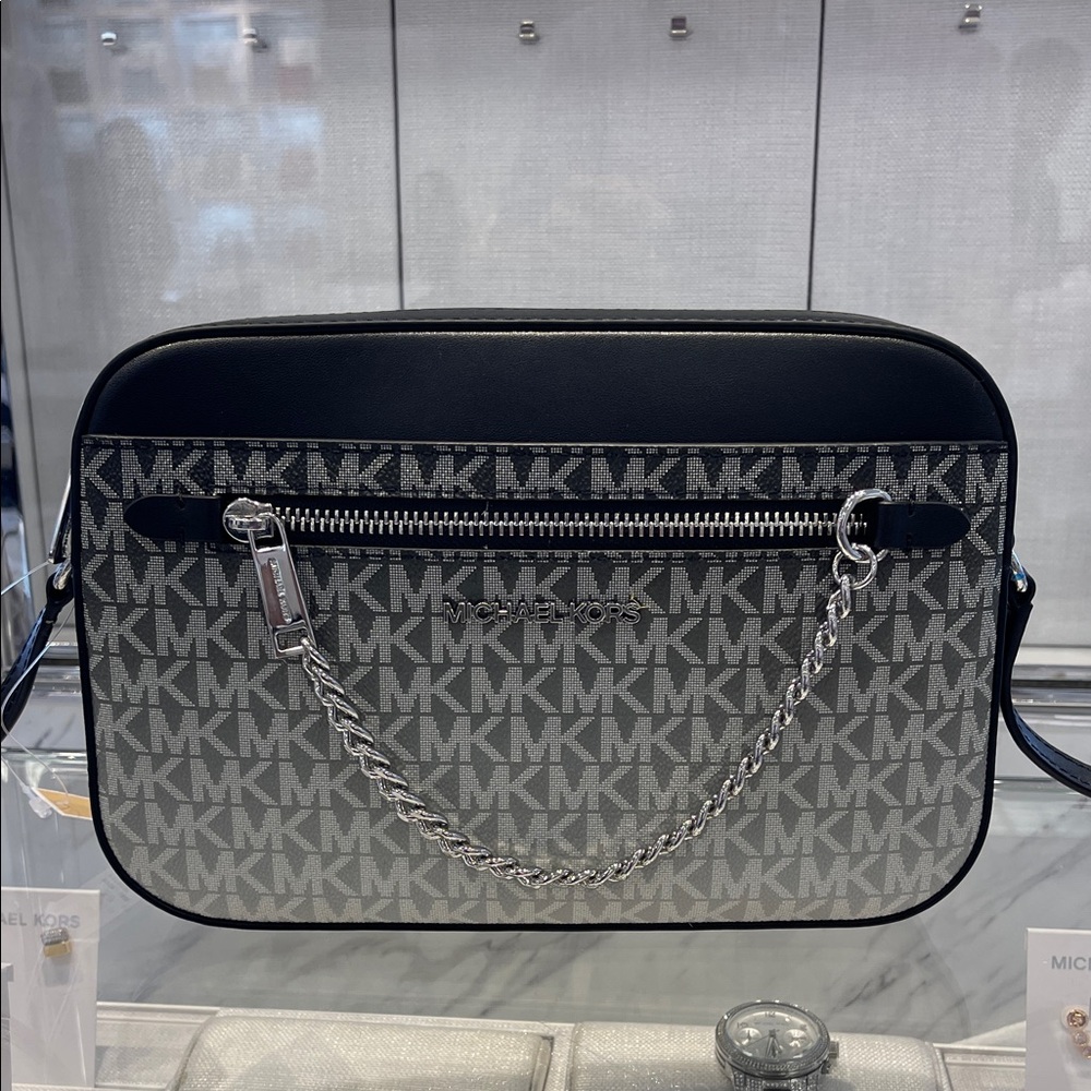 MICHAEL KORS Jet Set Lg Ombré Signature Logo EW Crossbody Body East West 
Black